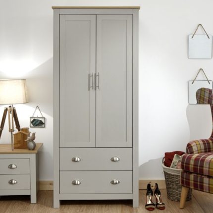 Wardrobe - LEVIS 2 Door Wardrobe Grey 79cm